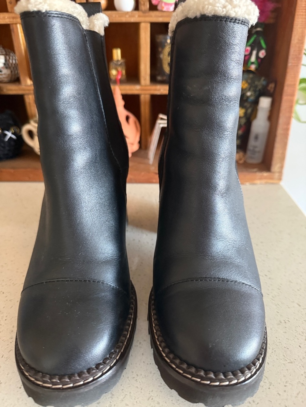 See by Chloe Lug Sole Shearling Lined Chelsea Boot - Picture 7 of 7